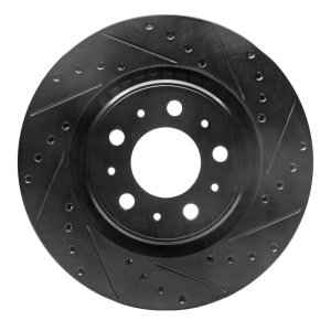 Volvo V70 Brake Rotor (1) - Front Right - R1 Concepts - Drilled & Slotted - Black - `98-`04